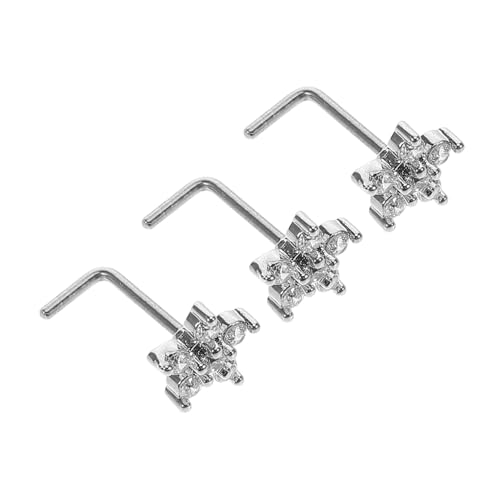 FRCOLOR 3stücke Nasenringe Mit Zirkonia Funkelnde Piercings Für Damen Und Herren Stilvolle Nasenstecker Ringe Für Körperpiercings Und Cartilage-ohrringe von FRCOLOR