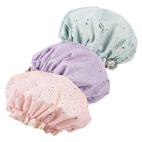 FRCOLOR 3stücke Doppelschichtige Wasserdichte Duschkappe Tragbare Bademütze Haarabdeckung Für Damen Herren Junge Mädchen Mit Elastischem Design Für Spa Gesichtsreinigung Friseur Schlaf von FRCOLOR