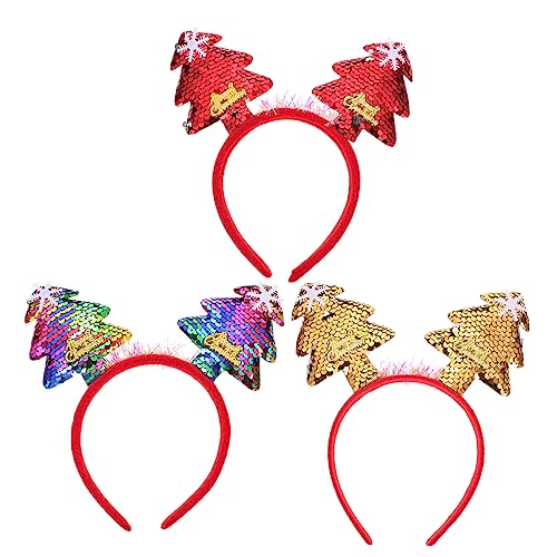 FRCOLOR 3stücke Teiliges Weihnachts-haarband Weihnachtsbaum-form Festliche Haarschmuck Für Damen Party-accessoires Für Weihnachten Und Neujahr von FRCOLOR