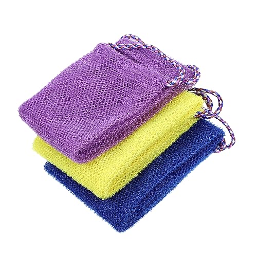 FRCOLOR 3st Badetuch Mit Kordelzug Peeling Puffs Duschschwämme Für Schlag Gel Schäumend Nass Netz Frauen Rückenschrubber Für Die Dusche Luffa-handtuch Körpertücher Schrubben Thermal- Nylon von FRCOLOR