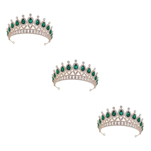 FRCOLOR 3st Diamantkrone Mit Wassertropfen Prinzessin Stirnband Für Mädchen Hochzeitskopfschmuck Für Tiara-kopfschmuck Haarschmuck Zur Hochzeit Krone Für Frauen Green Zinklegierung von FRCOLOR