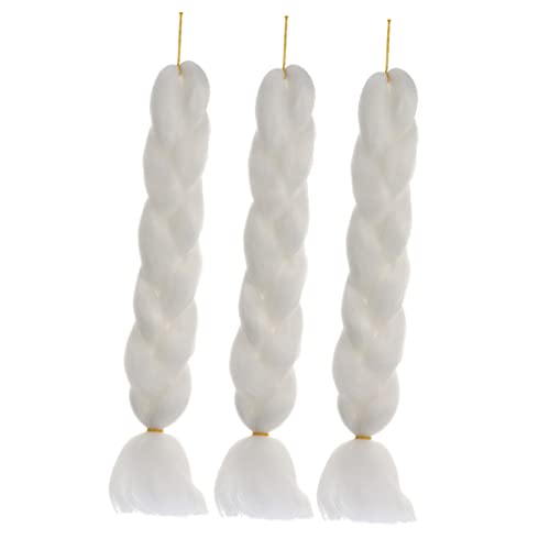 FRCOLOR 3st Dreadlocks Mit Zöpfen Aus Chemiefasern Zöpfe Haarteil Farbe Perücke Pferdeschwanz-verlängerung Perücken Gefärbt Häkelnadeln Für Haare Zopfperücken Weiß Hochtemperaturdraht von FRCOLOR