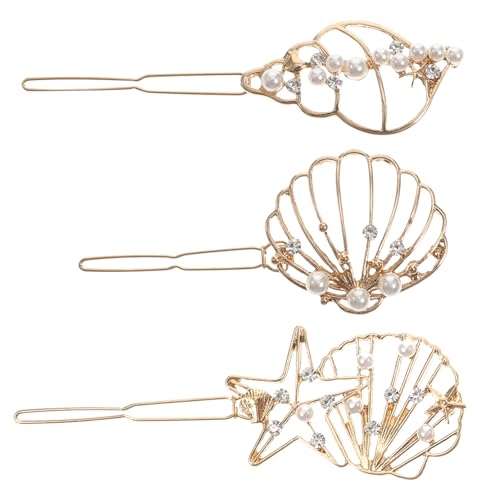 FRCOLOR 3stücke Metall-schalen-haarspangen Mit Perlen Stilvolle Haarschmuck Für Frauen Für Besondere Anlässe Und Alltag Geeignet Für Verschiedene Frisuren Und Outfits von FRCOLOR