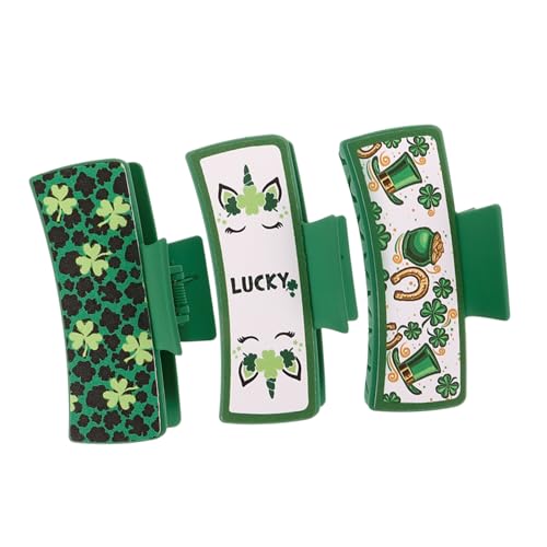FRCOLOR 3st Haarspange Aus Leder Mit Hai-clip Einzigartige Haarspangen Große Haarspangen Haarschmuck Für Mädchen Haarklammer Haarspangen Für Damen St. Patrick Haarspangen Für Frauen Pu von FRCOLOR