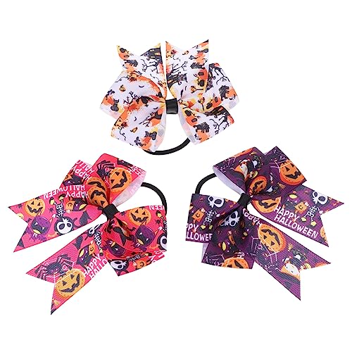 FRCOLOR Haarschmuck Für Kinder Halloween-Haarschmuck 3 Stück Halloween-Haargummis Halloween-Haarschleife Pferdeschwanzhalter Kürbis-Haargummis Halloween-Haar-Accessoires Haargummis von FRCOLOR