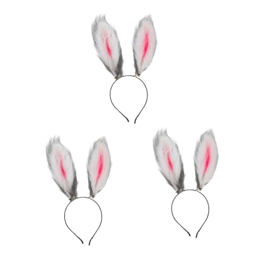 FRCOLOR 3st Hasenohr Stirnband Haarband Mit Hasenohren Kopfbedeckung Mit Hasenohren Haarspangen Mit Pelzigen Ohren Stirnband Mit Hasenohren Cosplay Hasenohren Stirnband Stoff von FRCOLOR