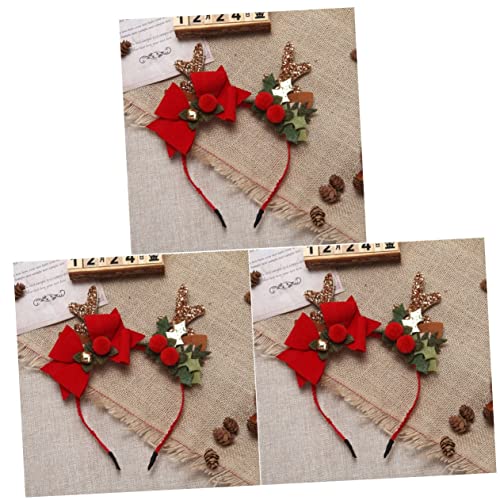FRCOLOR 3st Kinder Haarreifen Rentier Haarreifen Weihnachtsgeweih Haarband Geweih-blumen-stirnband Kopfbedeckung Anziehen Weihnachts-haarschleife Rentier-kopfbedeckung Rentier Hörner von FRCOLOR