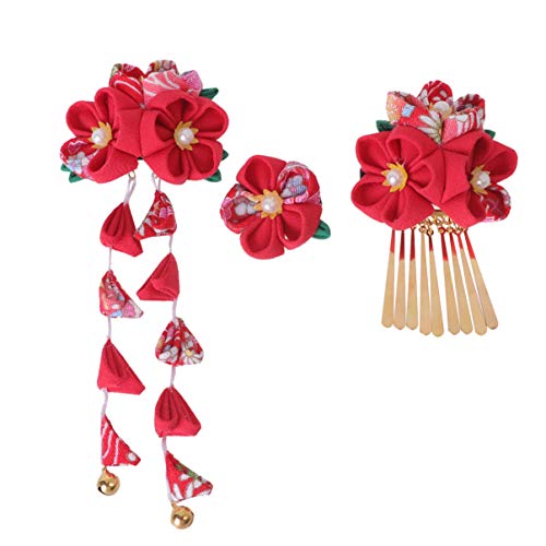 FRCOLOR 3st Kanzashi- Haarspange. Blumenhaarspangen Für Frauen Retro-haarspangen Japanische Haarnadel Für Mädchen Floraler Seitenclip Florale Haarspange Für Kimono Dreiteiliger Anzug Braut von FRCOLOR