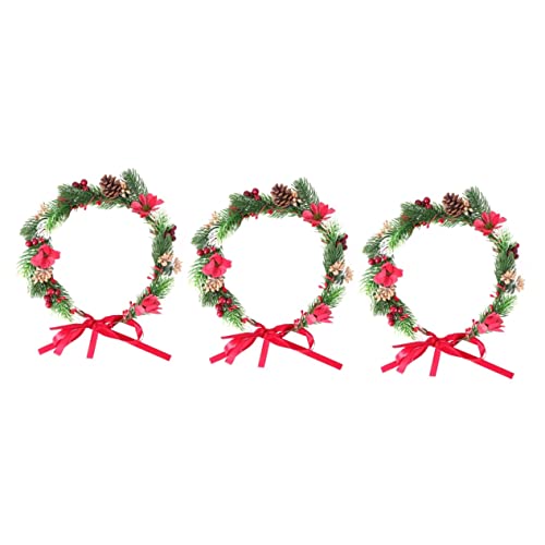 FRCOLOR 3st Kranz-stirnband Beeren Stirnband Weihnachten Blumen Haarbänder Für Mädchen Kranz Künstlicher Winterkranz Weihnachtskrone Weihnachtskranz Im Freien Beere Weihnachten Haar von FRCOLOR