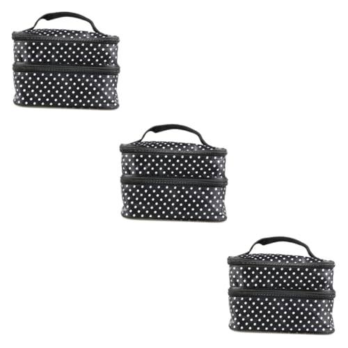 FRCOLOR Noire 3st Organisator Von Spielen Damen Kosmetiktasche Make-up-Paket Damen Kulturbeutel Tragbar Makeup Tasche Veranstalter Make-up-Taschen Schminktasche Lagerung Fräulein von FRCOLOR