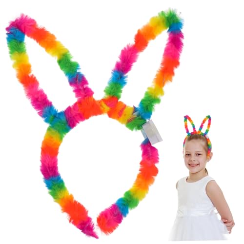 FRCOLOR 3st Regenbogen Beleuchtetes Stirnband Hasen-kuscheltiere Kopfbedeckung Bandana Stirnband Ohr Haarreifen Haarschmuck Für Kinder Haarschmuck Für Mädchen Ohrschmuck Colorful Plüsch von FRCOLOR