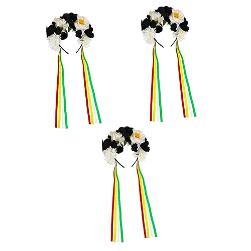 FRCOLOR 3st Rosa Stirnband Tag Haarbänder Für Damenhaar Teufel Kostüm Halloween-blumen-stirnband Halloween-blumen-haarband Damen-stirnband Kahlo-stirnband Kleidung Rosen Stoff Fräulein von FRCOLOR