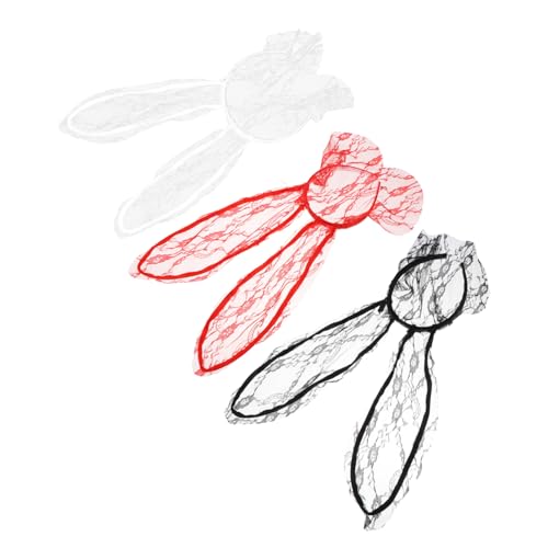 FRCOLOR 3stücke Kaninchenohr Stirnband Mit Spitze Schleier Kreative Haarbands Party Accessoires Auffälliges Haardekor Für Feiern Und Alltag von FRCOLOR