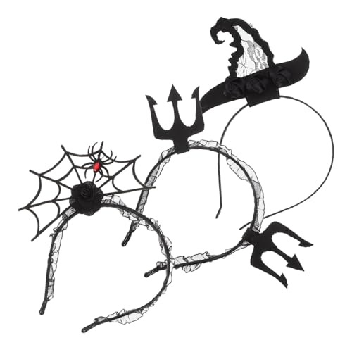 FRCOLOR Einzigartiges Spinnennetz-stirnband 3-teilig Für Halloween-kostüme Haarband Für Erwachsene von FRCOLOR