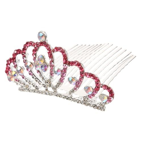 FRCOLOR 3St Kristallkopfschmuck für Kinder Perlen Tiara Prinzessin Kamm Braut gotische Tiara glänzend haarschmuck kinder party Stirnband Krone Mädchen Kopfbedeckung Schal Damen Rosa von FRCOLOR