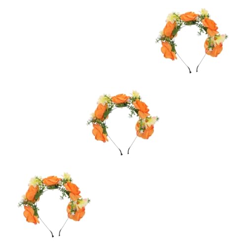 FRCOLOR 3stücke Blumen Haarband Mit Imitationsrosen Festliche Haarschmuck Für Weihnachten Und Partys Und Accessoire Für Damen Und Mädchen von FRCOLOR