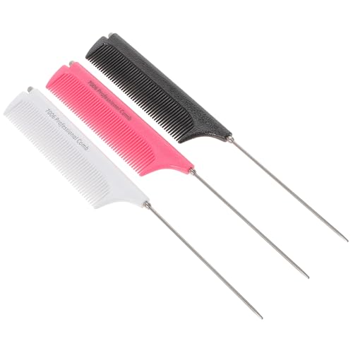 FRCOLOR 3stücke Dehnbarer Spitzen-schwanzkamm Mit Stahlgriff Erwachsene Und Junge Mädchen Als Haarkamm Und Kopfhautmassager von FRCOLOR