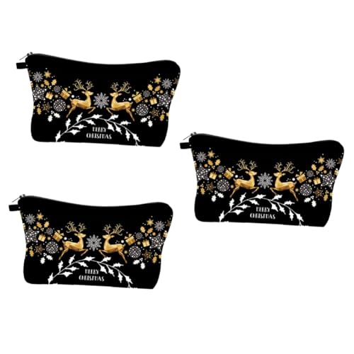 FRCOLOR 3stücke Elch-Muster Weihnachts-Kosmetiktasche Wasserdichter Toiletry Organizer Für Praktische Kulturtasche Mit Weihnachtlichem Design Für Damen Und von FRCOLOR