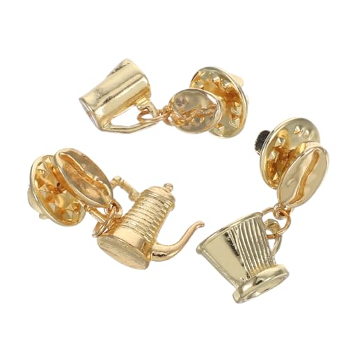 FRCOLOR 3stücke Kaffeezubehör Anstecknadel Für Männer Kleidung Kaffeekannenbrosche Aus Legierung Kaffeebohnen Anstecknadeln Für Damen Taschen Rucksäcke Schmuck von FRCOLOR