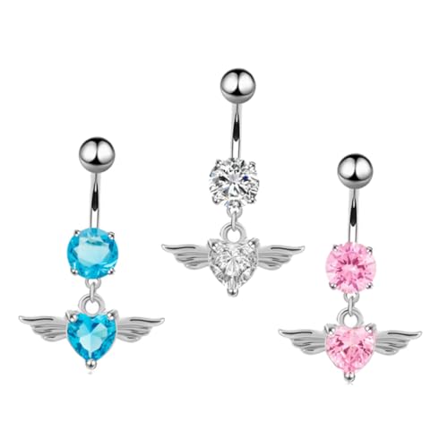 FRCOLOR 3stücke Nabelpiercings Aus Edelstahl in Stylische Bauchnabelringe Für Damen Dekorative Körperringe Mit Verfärbungsschutz von FRCOLOR