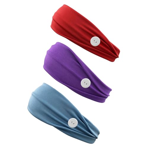 FRCOLOR 3stücke Stretch Stirnband Für Damen Schweißabsorbierendes Sport Stirnband Festes Knopf-stirnband Hochwertiges Polyester Material Schlichtes Design von FRCOLOR