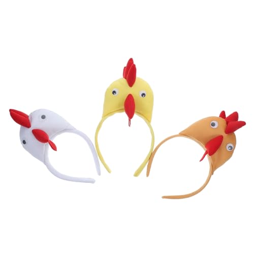 FRCOLOR 3stücke Teiliges Hühner Kostüm Stirnband Lustige Hühnerkopfbedeckung Für Karneval Partys Und Kinderveranstaltungen Charmante Tierkopf Requisiten von FRCOLOR