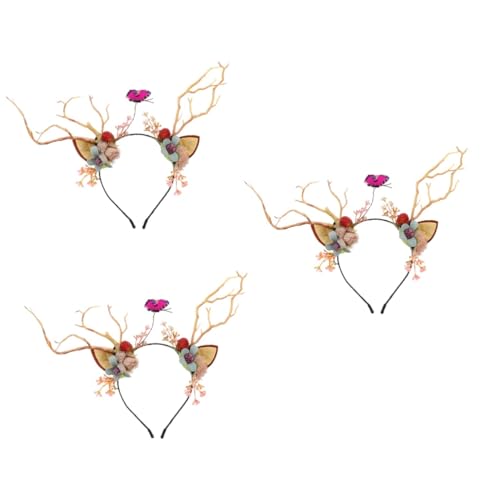 FRCOLOR 3stücke Weihnachtlicher Haarreif Mit Antler-design Für Kostümpartys Und Weihnachtsfeiern Stilvolles Haaraccessoire Weichem Material Für von FRCOLOR