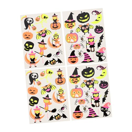 FRCOLOR Kinderaufkleber Selbstklebender Aufkleber 4 Blätter Halloween-gesichts Aufkleber Überweisungs Papier Kind Narbenaufkleber Kürbis Gesichtsaufkleber Tieraufkleber Für Kinder von FRCOLOR