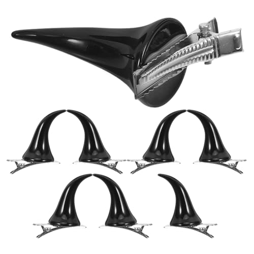 FRCOLOR 4 Paar Halloween Ochsenhorn Haarspangen Mädchen Haarspangen Dekorative Haarspangen Halloween Haarschmuck (Schwarz) von FRCOLOR