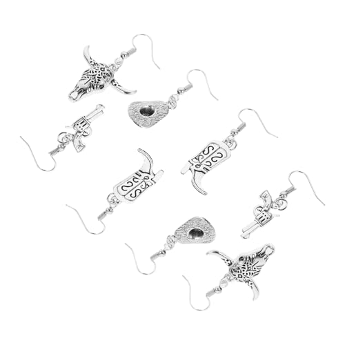 FRCOLOR 4 Paare Boho Western Ohrringe Damen Trendige Dangle Ohrringe mit Cowboyhut und Cowboystiefel Design Leichte Langlebige Modeschmuck Ohrhänger für Mädchen und Frauen von FRCOLOR