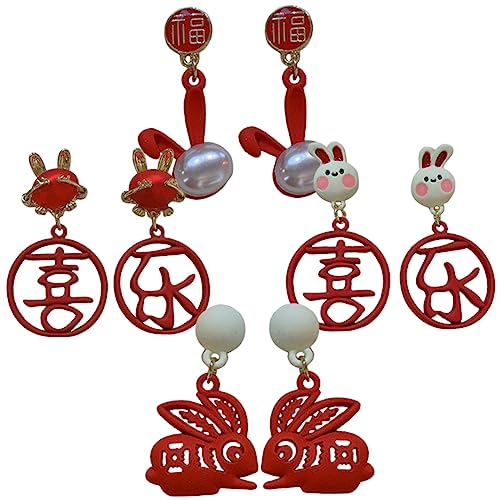 FRCOLOR 4 Paare Niedliche Hasenohrringe Damen Ohrhänger Ohrschmuck für Alltag Party von FRCOLOR