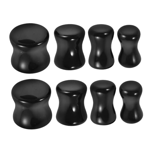 FRCOLOR 4 Paare Obsidian Tunnel Ohr Expander Piercing Schmuck aus Kristallstein Komfortable Ohrdehner mit Glatten Kanten Schwarze Ohr Piercing Schmuck für Damen von FRCOLOR