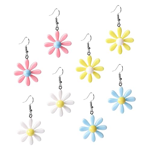 FRCOLOR 4paare Blumen Ohrhänger Für Damen Ohrschmuck Mit Blumen- Mädchen Ohrringe Ohrhänger Für Verschiedene Anlässe Alltag Und Feiertage Geeignet von FRCOLOR
