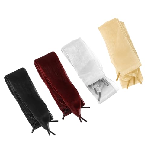 FRCOLOR 4 Paare Satin Schnürsenkel für Damen Dekorative Schuhbänder Tiefrot für Freizeitschuhe Sportschuhe von FRCOLOR
