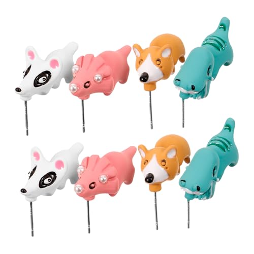 FRCOLOR 4 Paare Tier Ohrstecker Damen Leichte Ohrhänger aus Polymer Niedliche Dino Hund Hippo Ohrringe Modischer Ohrschmuck für Frauen Geschenk von FRCOLOR