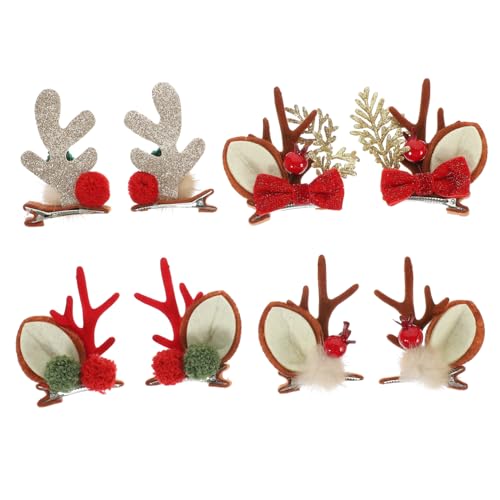FRCOLOR 4 Paare Weihnachts Geweih Haarspangen Antler Hair Clips Festlich Party Kopfschmuck mit Sicherem Halt für Damen und Mädchen Geeignet für Weihnachten und Feierlichkeiten von FRCOLOR