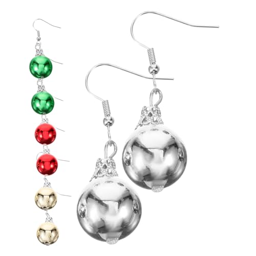FRCOLOR 4 Paare Weihnachtsglöckchen Ohrringe Runde Kugel Ohranhänger Leicht Party Schmuck Festliche Weihnachtsdeko für Damen Freundin Familie von FRCOLOR
