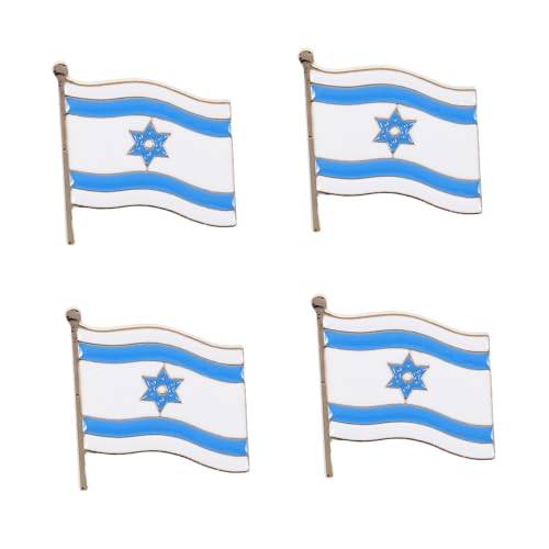 FRCOLOR 4 STÜCKE Israelische Flaggenbrosche Metallwellen design Langlebig Korrosionsbeständig Modischer Anstecknadel für Kleidung Taschen Hüte als für Familie Freunde von FRCOLOR