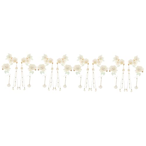 FRCOLOR 4 Sätze Chinesische klassische Kopfbedeckung Damen Ohrringe Blütenseitenkamm Haarspange Haarnadel haar zubehör haarschmuck Mädchen Haarnadel braut haarspangen Acryl von FRCOLOR