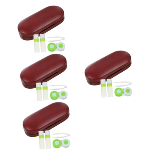 FRCOLOR 4 Sätze Doppellagiges Brillenetui Anzeige Reise Brillenetui Lösung Reiniger Hart Fall Reisetasche Für Sonnenbrillen Doppelt Gläser Schlank Reisen Stand Öffner Männer Charme Pu Rot von FRCOLOR