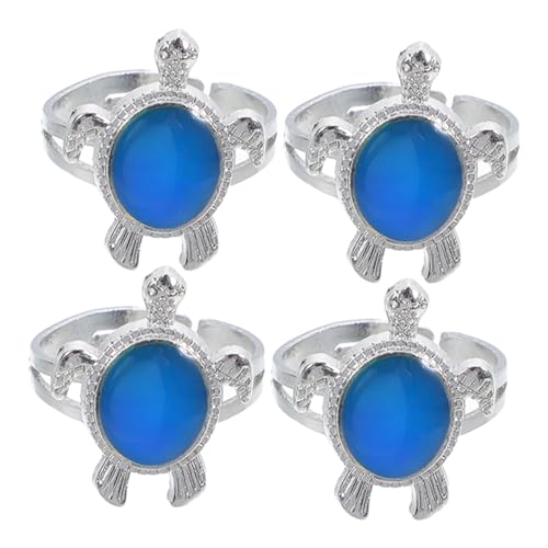 FRCOLOR 4 Sätze Farbwechsel Ring Schildkröte Teiliges Temperaturabhängig Verstellbarer Emotionsring Für Damen Herren Kreative Schmuckgestaltung Zur Stimmungsanzeige 4 Stück * 4 von FRCOLOR