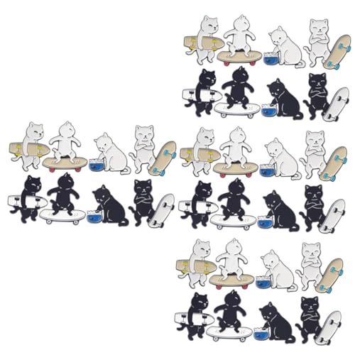 FRCOLOR 4 Sätze Katzen -skateboardabzeichen Cartoon-emaille-broschen Rucksack-stifte Emaille-pin Süß Lustiger Emaille-pin Katze-emaille-stifte Süße Anstecknadeln Legierung 8 Stück * 4 von FRCOLOR