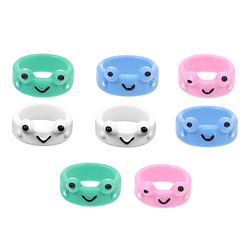 FRCOLOR 4 Sätze Kreative Cartoon Frosch Ringe Teiliges Dekorative Finger Ringe Hochwertigem Kunststoff Für Frauen Stilvolles Einzigartiges Design 8 Stück * 4 von FRCOLOR