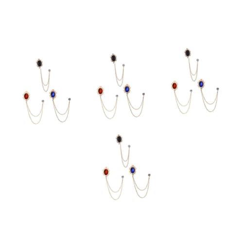FRCOLOR 4 Sätze Männer Brosche Mit Ketten Design Teiliges Mit Edelsteinen Anstecknadel Für Anzüge Vielseitige Modeaccessoires Für Besondere Anlässe Mit Goldener Basis 3 Stück * 4 von FRCOLOR