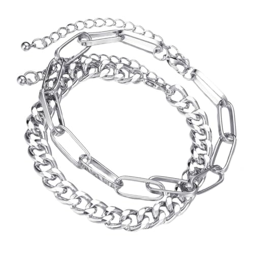 FRCOLOR 4 Sätze Silberne Fußkettchen mit Dicker Kette Kreative Fußkette für Damen für Strandpartys Tägliches Elegantes von FRCOLOR