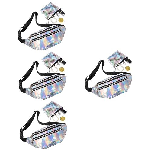 FRCOLOR 4 Sätze Verstellbare Damen Bauchtasche aus Wasserdichtem mit Abnehmbarem Fischschuppen Münzbeutel Robust Modisch für Outdoor Sport Reisen Joggen und Festivals von FRCOLOR