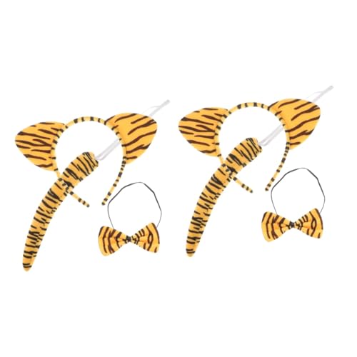 FRCOLOR 4 Sätze Tierisches Stirnband Ohren Stirnband Zubehör Für Tierkostüme Stirnband Aus Tierhorn Leopardenohren Und Schwanzkostüm Ohrenschwanz Und Fliege Haarreifen Foto Tuch Kind Stoff von FRCOLOR