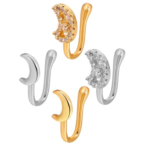 FRCOLOR 4 Stck Teiliges Dekorative nicht Durchbohrte Nasenringe aus Legierung Mond Schmerzfreie Fake Nose für Damen Modische Nasenclip accessoires für Alltag und Party von FRCOLOR