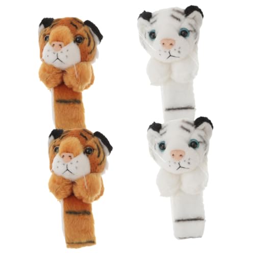 FRCOLOR 4 Stck Teiliges Plüsch Slap Armband aus Gestopften Tiger Motiven Kuschelig und Sicher für Partygeschenk zu Geburtstag Halloween und Weihnachten Bequem und Platzsparend zu Tragen von FRCOLOR