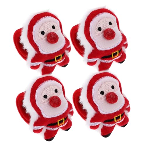 FRCOLOR 4 Stck. Teiliges Slap-armband aus Stoff Niedliche Weihnachts-schnapparmbänder mit Santa Claus Motiv Sichere und Strapazierfähige Klatscharmbänder für Mädchen als Party-mitgebsel von FRCOLOR